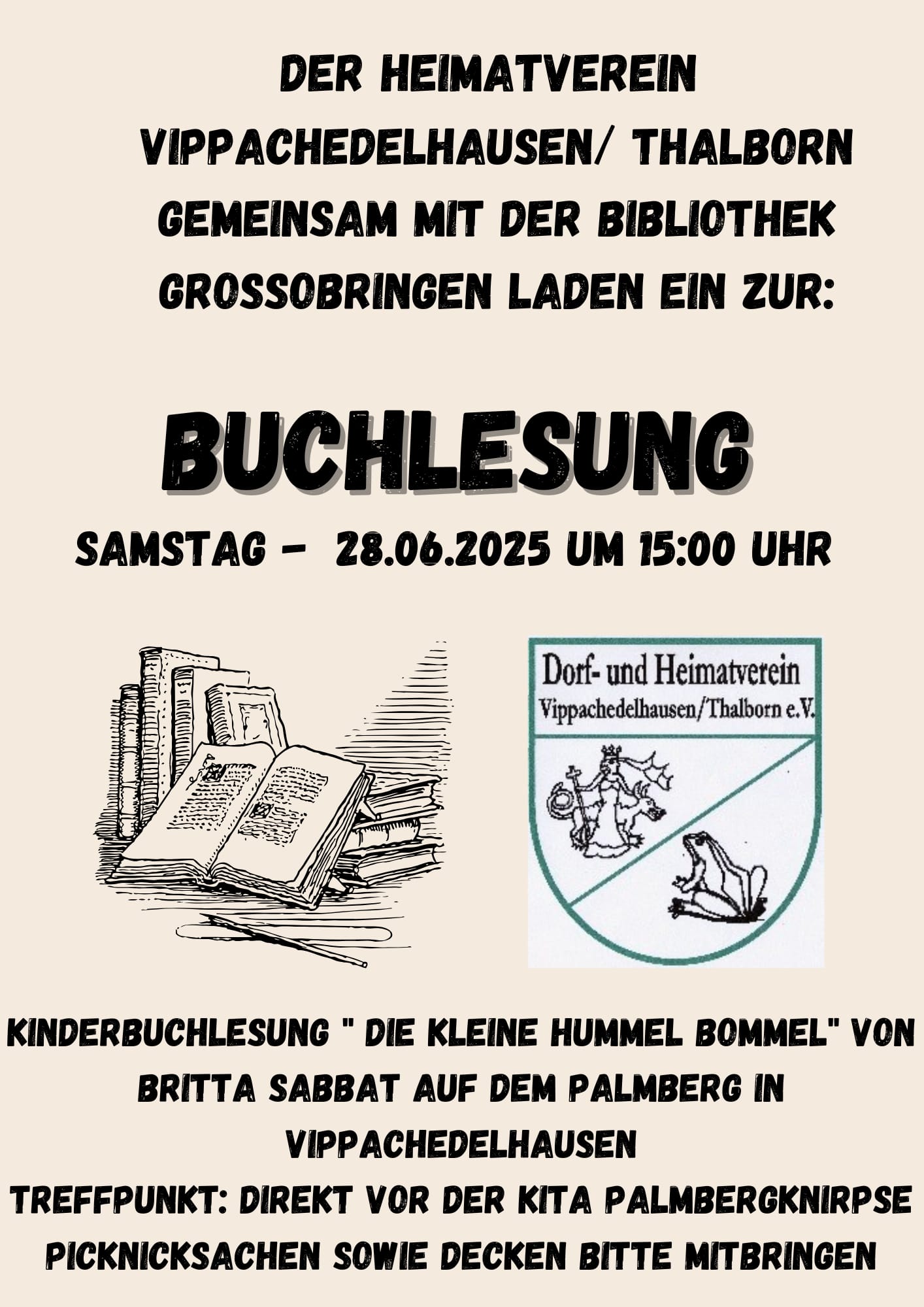Bild zur Buchlesung des Heimatvereins Vippachedelhausen im Juni 2025