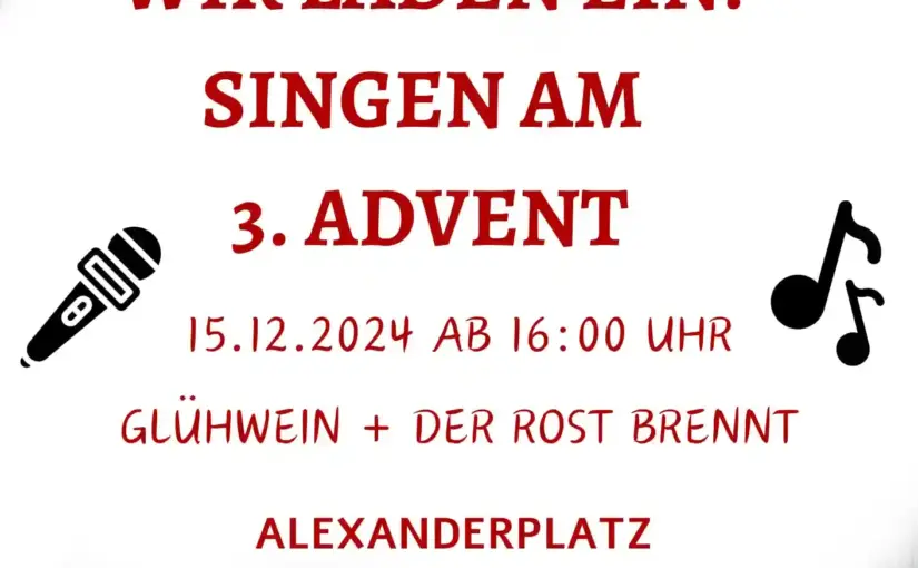 Wir laden ein zum Singen am 3. Advent
